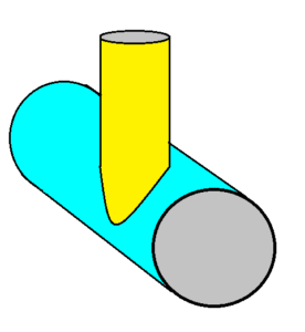 pipe tee branch top side and bottom side 