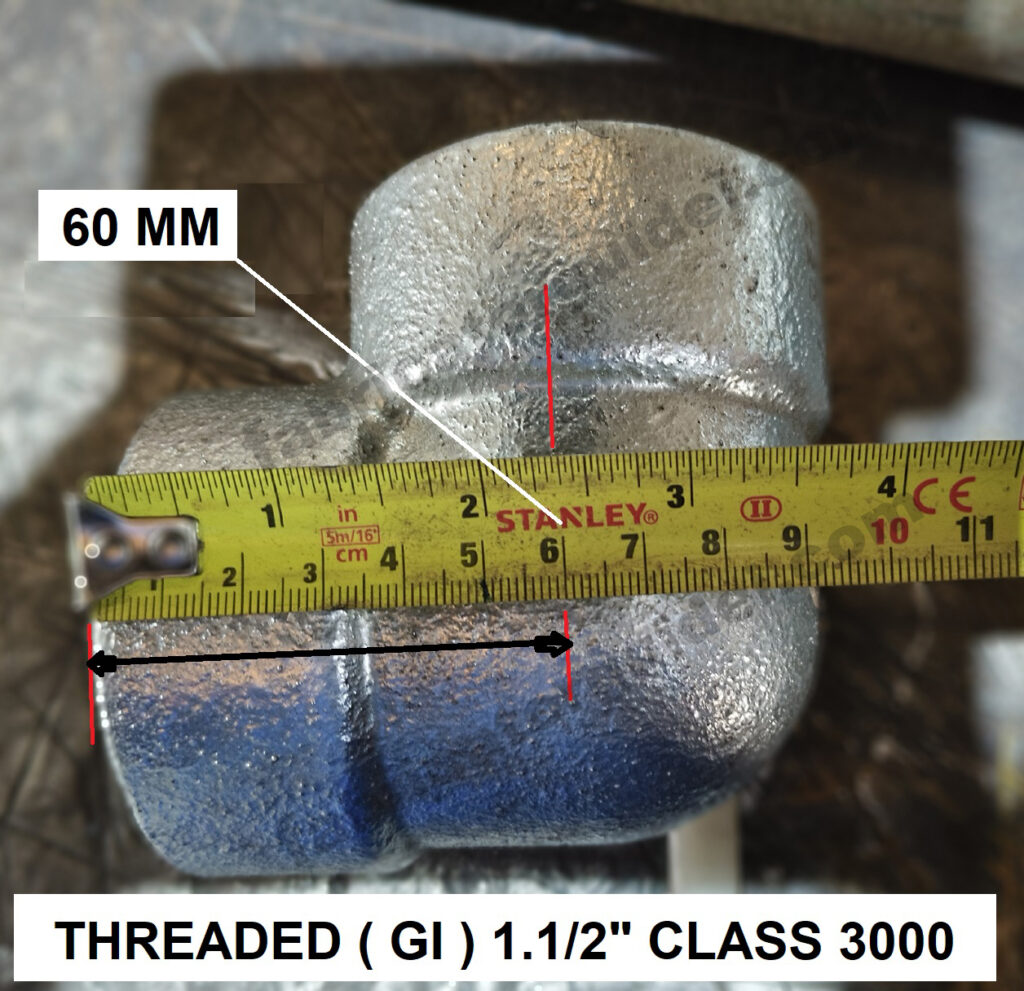 threaded GI pipe fittings Elbow dimensions chart