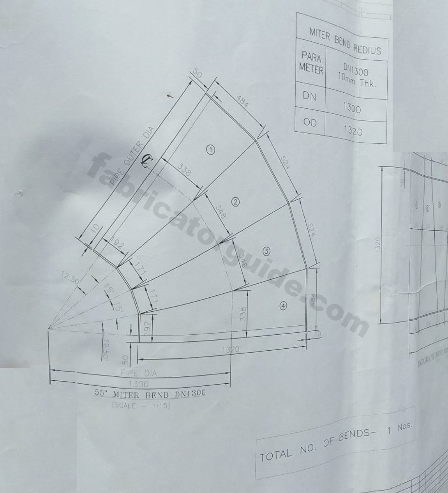 Miter pipe elbow 3 cut 16 center line marking formula