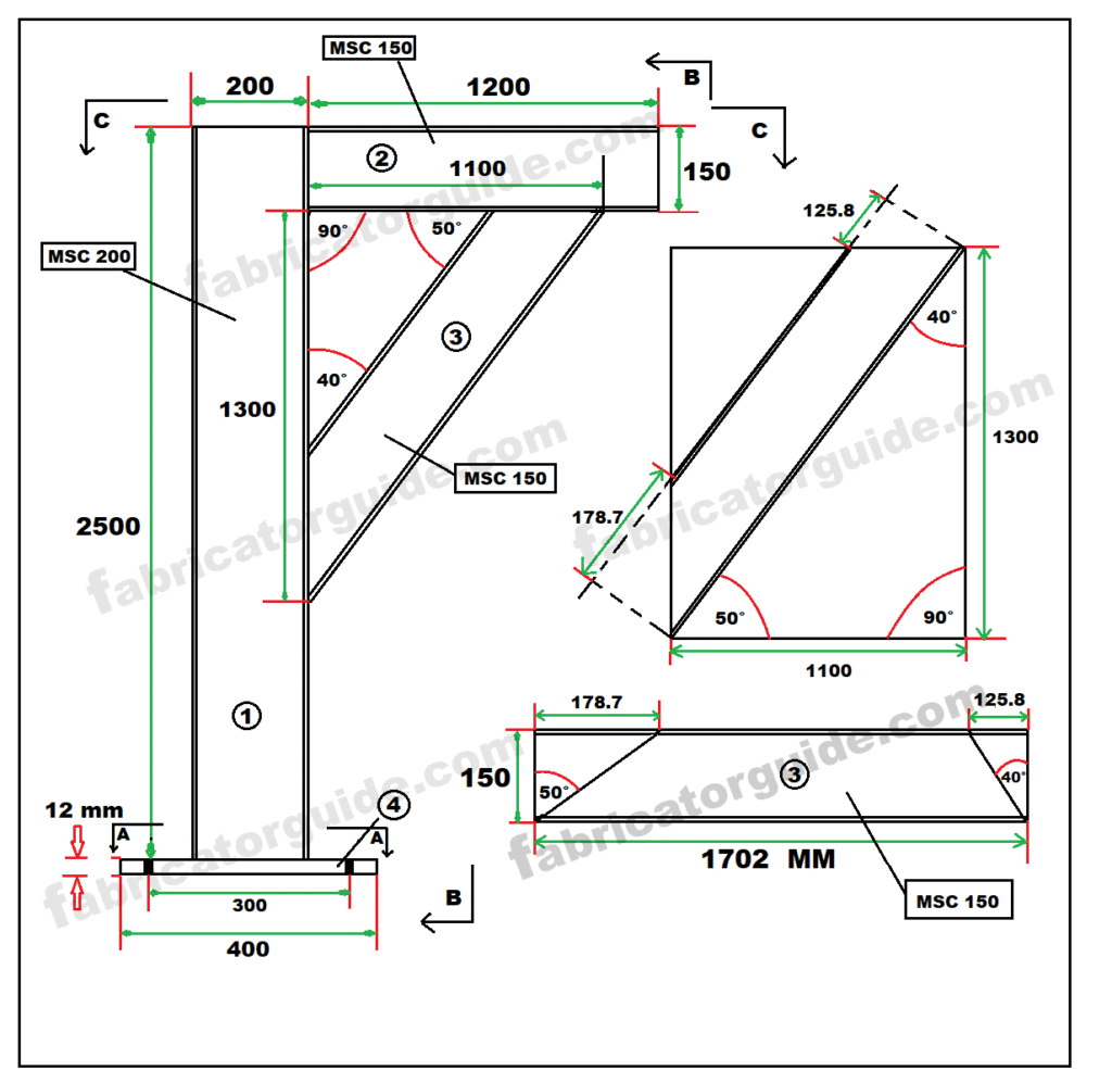 How to fabricate Pipe special c channel bracing support |MS C channel degree cutting and formula