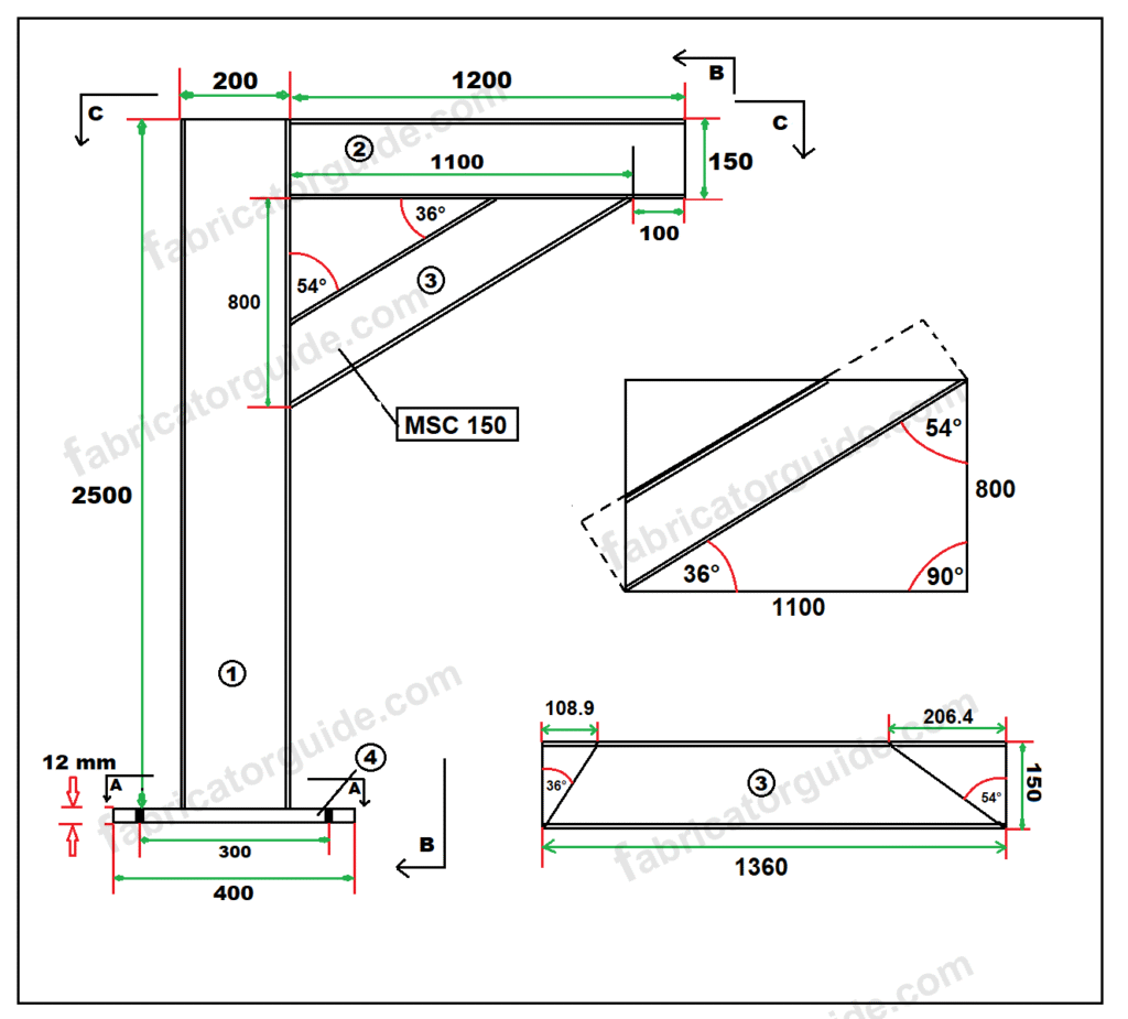 Pipe external c channel bracing support degree calculation