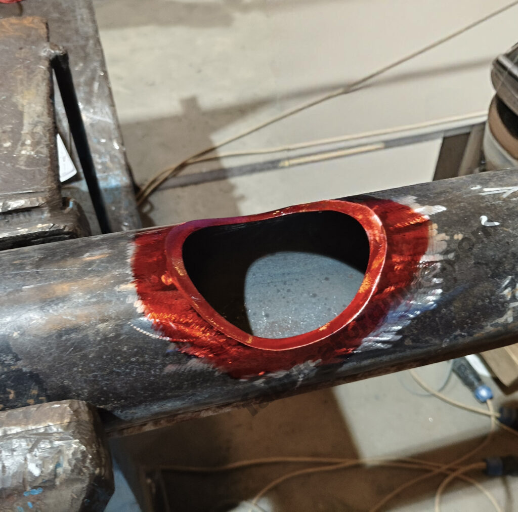 Pipe to sweepolet fitting PT test
