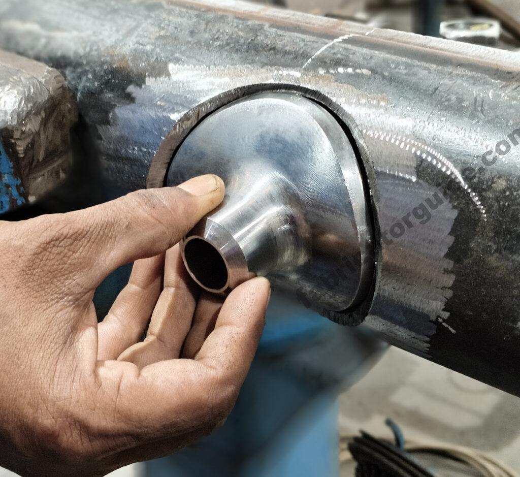 Pipe to sweepolet fitting process
