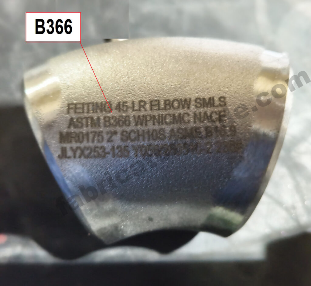 Inconel metal elbow 45 code B366