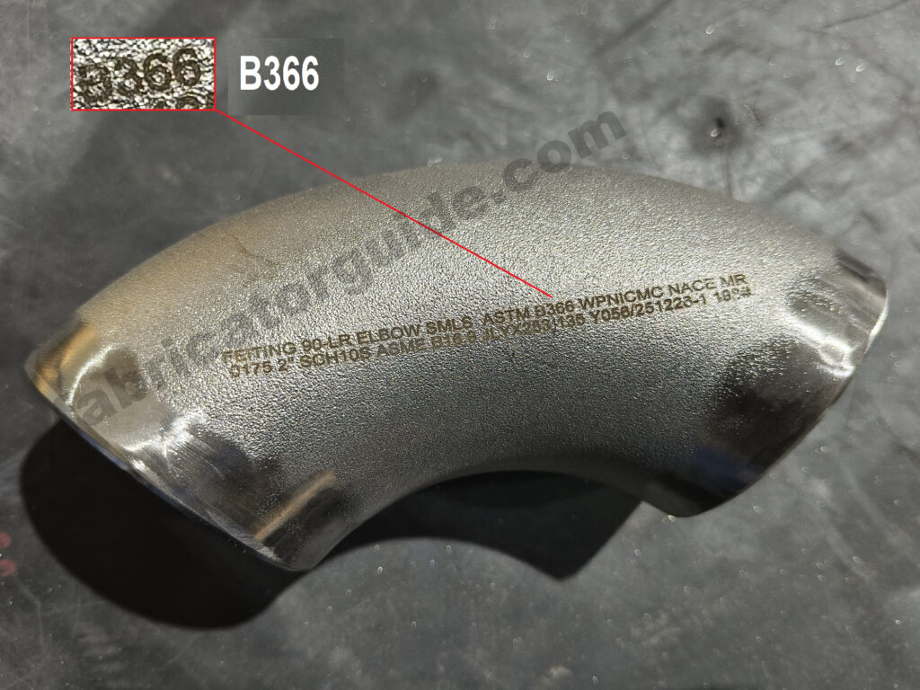 Inconel metal 2" 90 degree elbow code B366