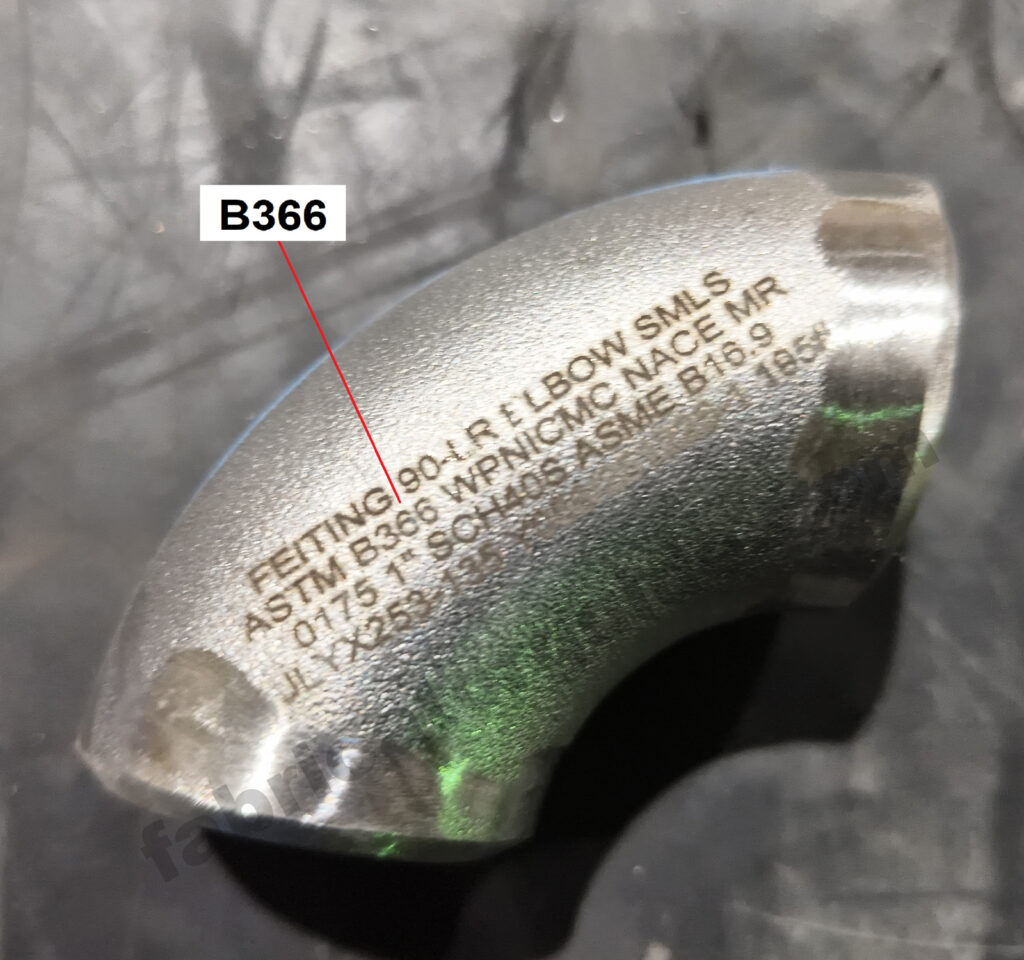 Inconel metal elbow 90 code B366