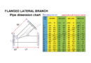 Flanged lateral pipe branch dimension chart | 45 degree flanged lateral pipe branch dimension chart